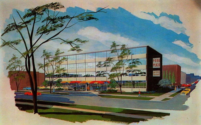 Park Plaza Motor Hotel - Artist Rendering 1960 (newer photo)
